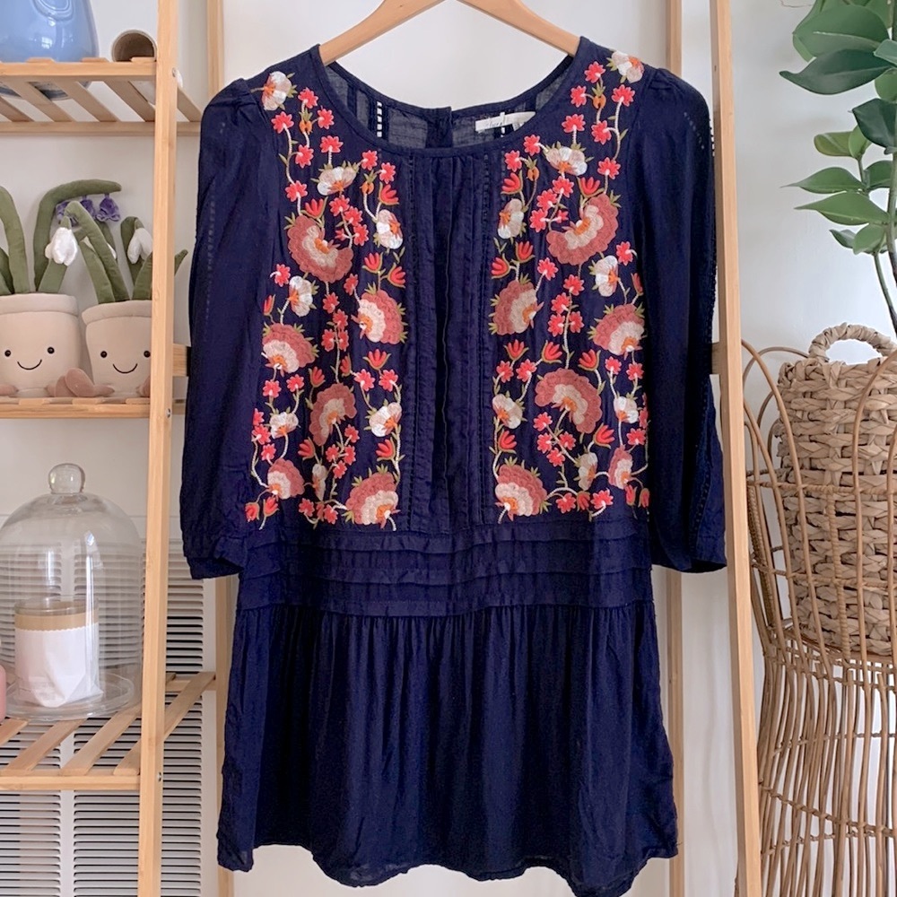 FLOREAT ANTHROPOLOGIE Luana Embroidered Peplum  Size 4